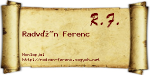 Radván Ferenc névjegykártya