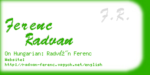 ferenc radvan business card
